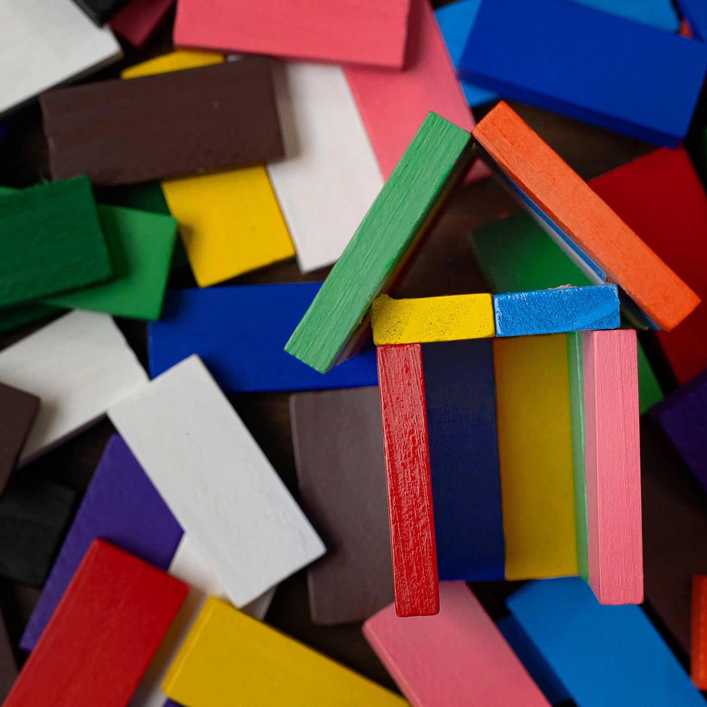 120pc Dominoes Blocks Set Multicolor Wooden
