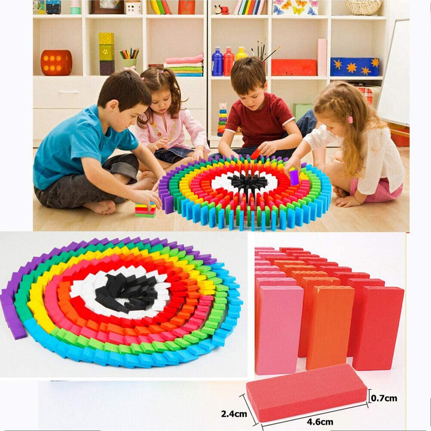 120pc Dominoes Blocks Set Multicolor Wooden