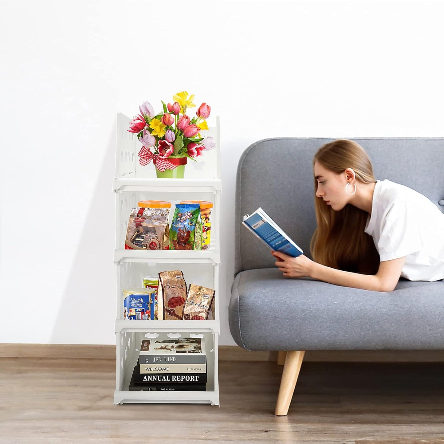 Foldable Drawer Shelf – 4-Layer Storage Cart (1 Pc)