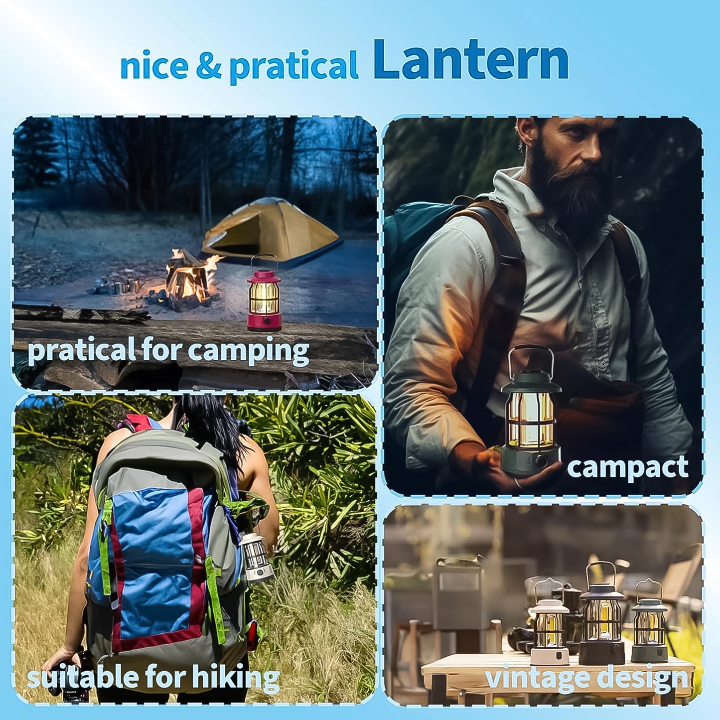 Led Camping Light Retro Style Rechargeable (1 Pc)