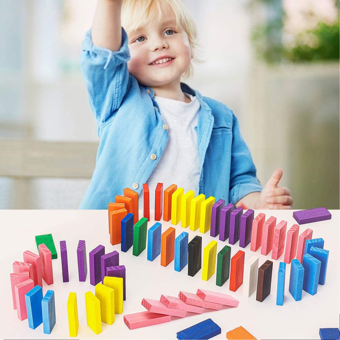 120pc Dominoes Blocks Set Multicolor Wooden