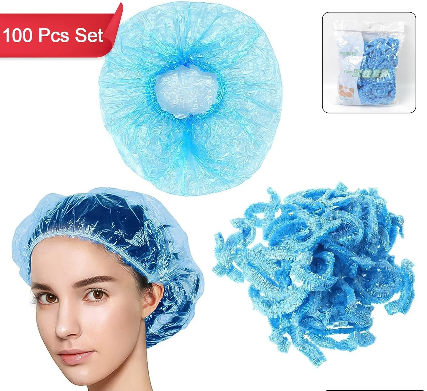 Shower Cap Waterproof Disposable Shower Cap 100 Pieces
