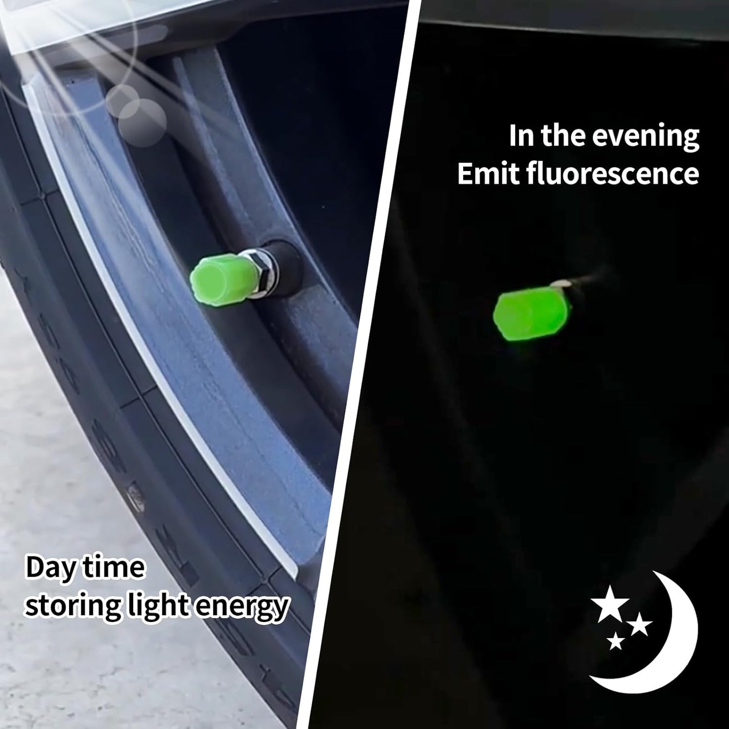 Tyre Valve Caps Luminous Glow Car (4 Pcs Set)