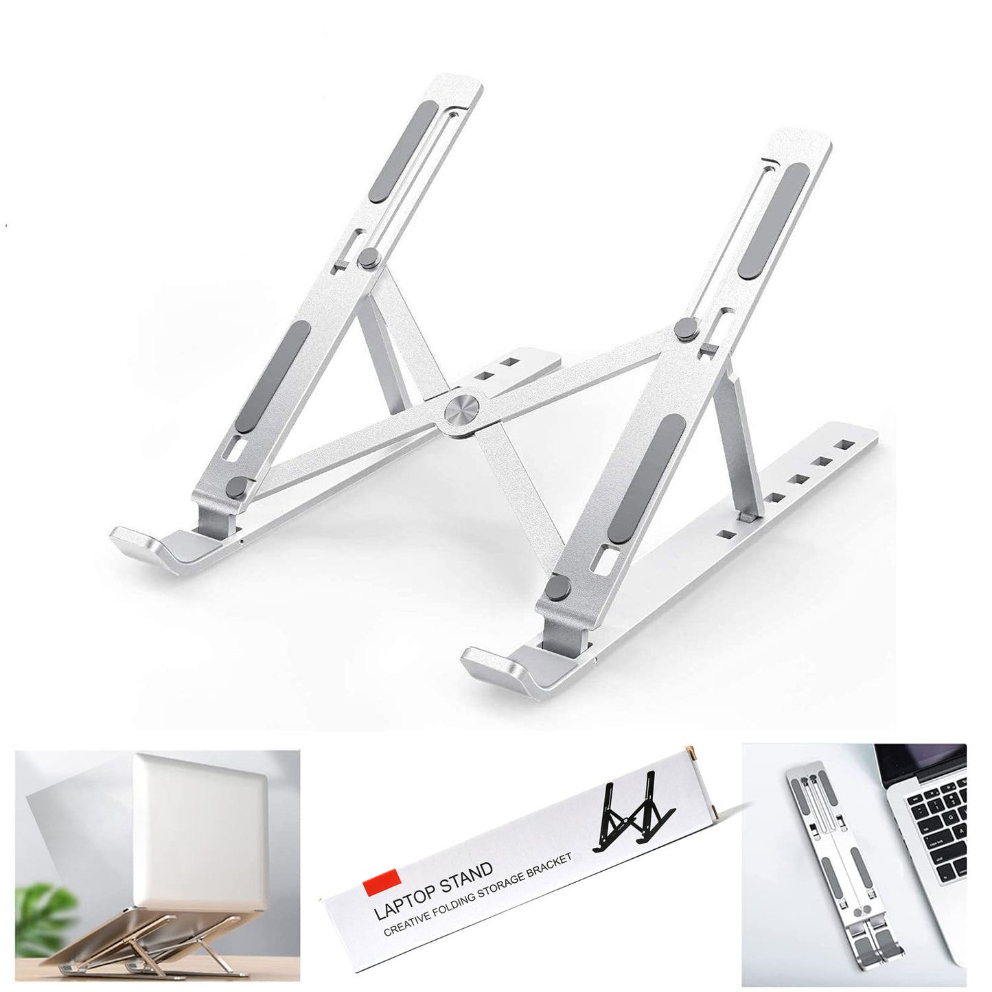 Portable Metal Laptop Stand – 6 Angle Adjustable Riser, Universal Fit