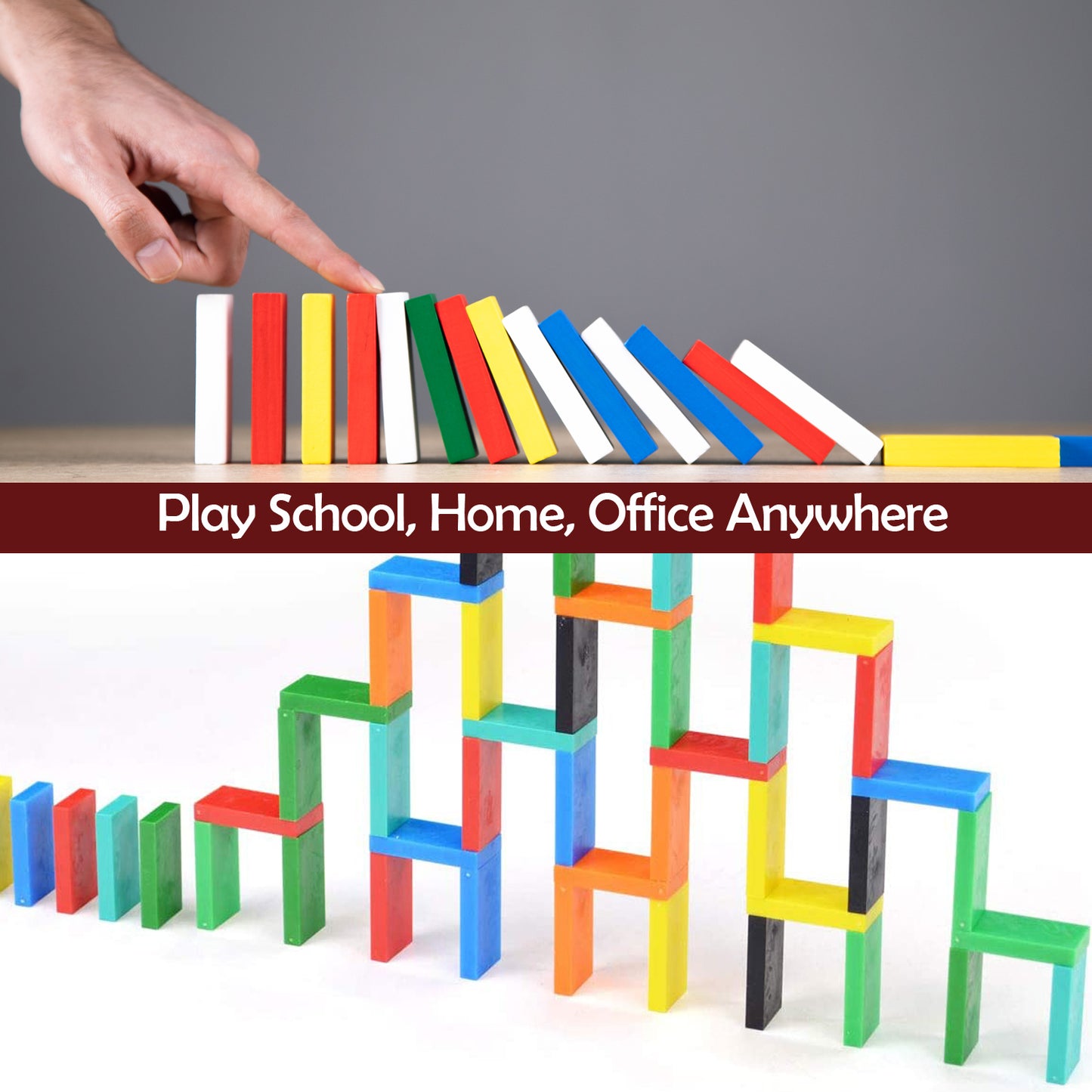 120pc Dominoes Blocks Set Multicolor Wooden