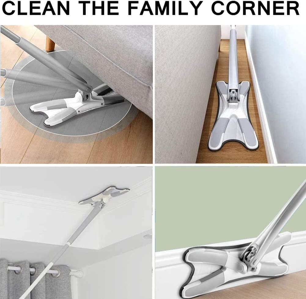 X Shape Mop Hands-free Squeeze Microfiber Flat Mop System 360 Flexible