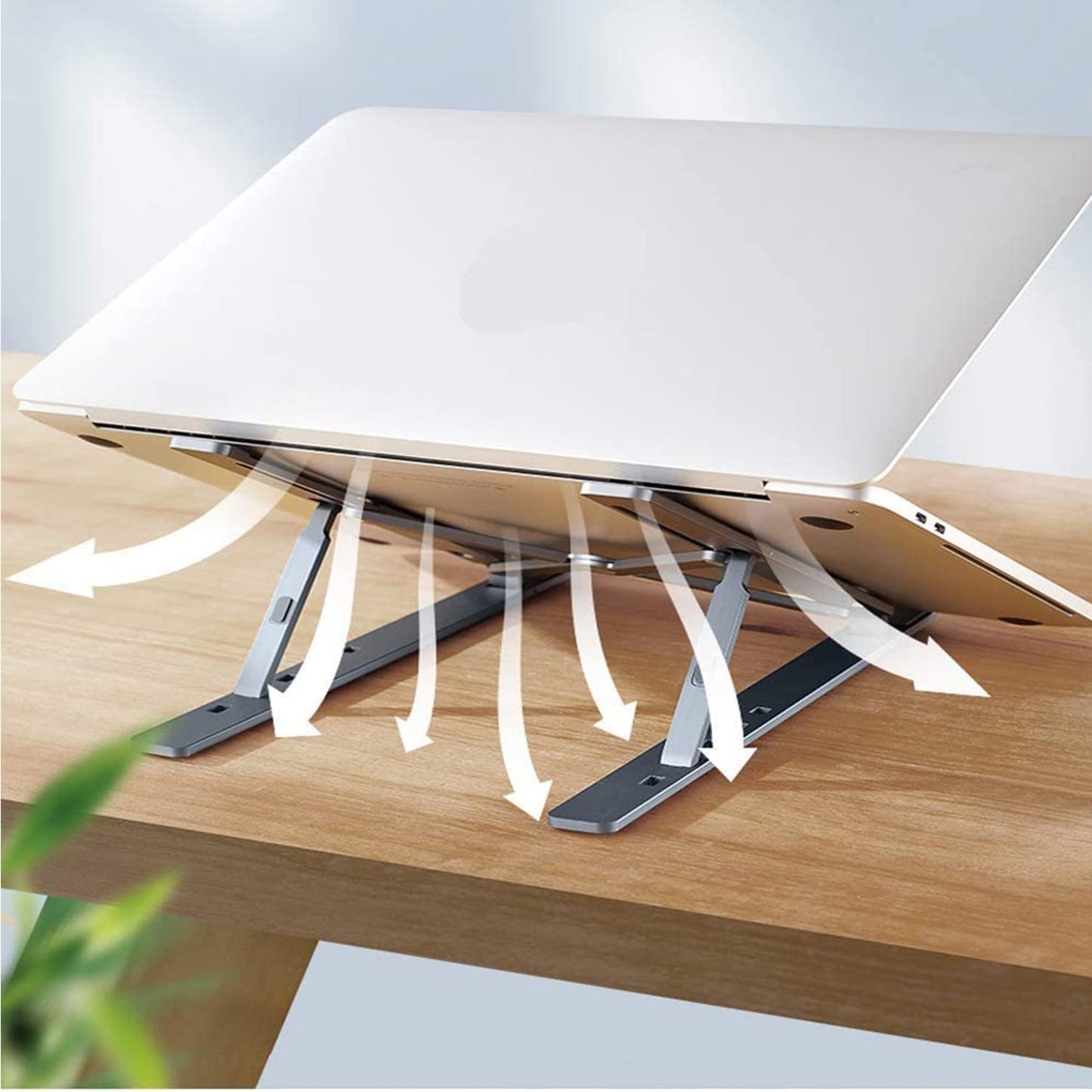 Portable Metal Laptop Stand – 6 Angle Adjustable Riser, Universal Fit