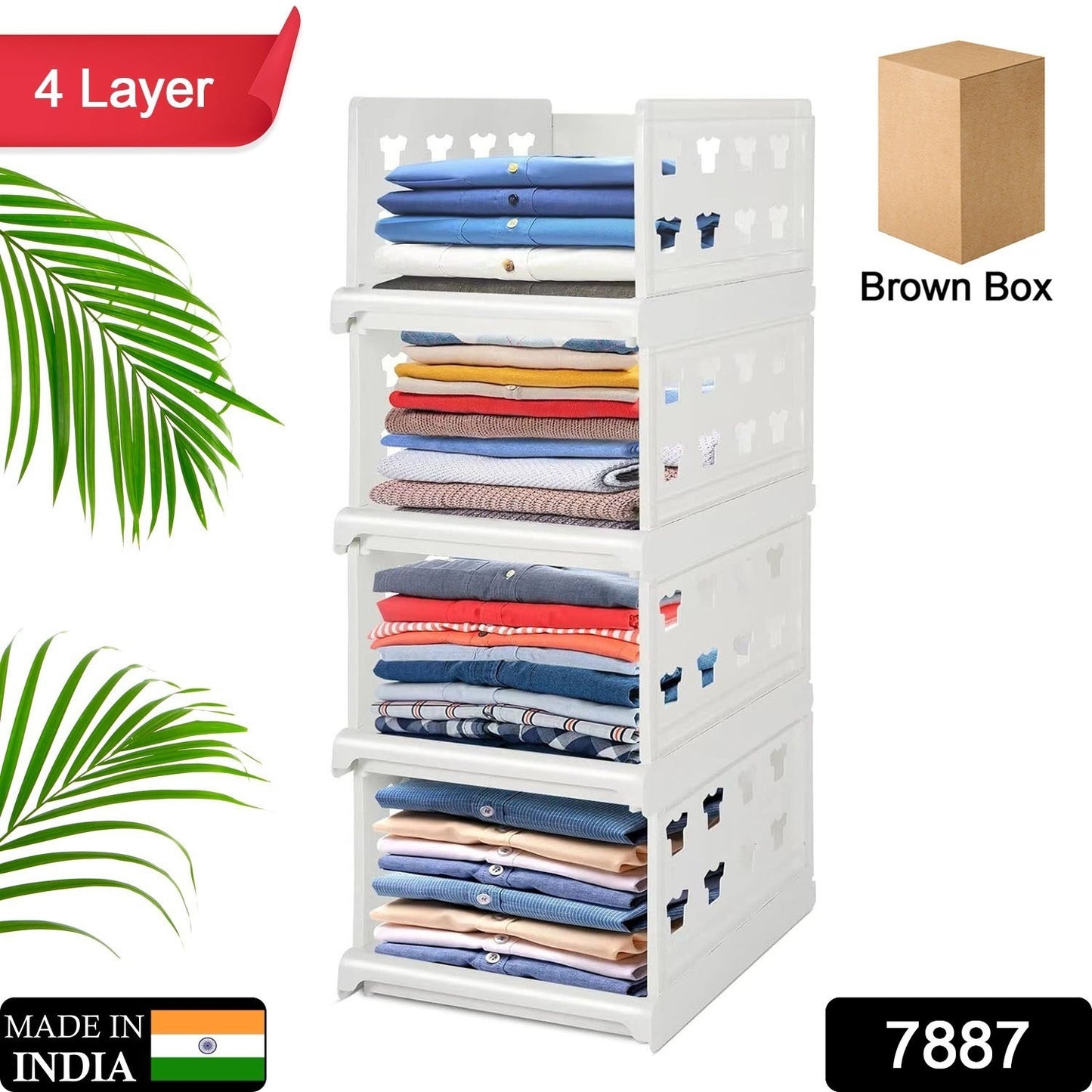 Foldable Drawer Shelf – 4-Layer Storage Cart (1 Pc)