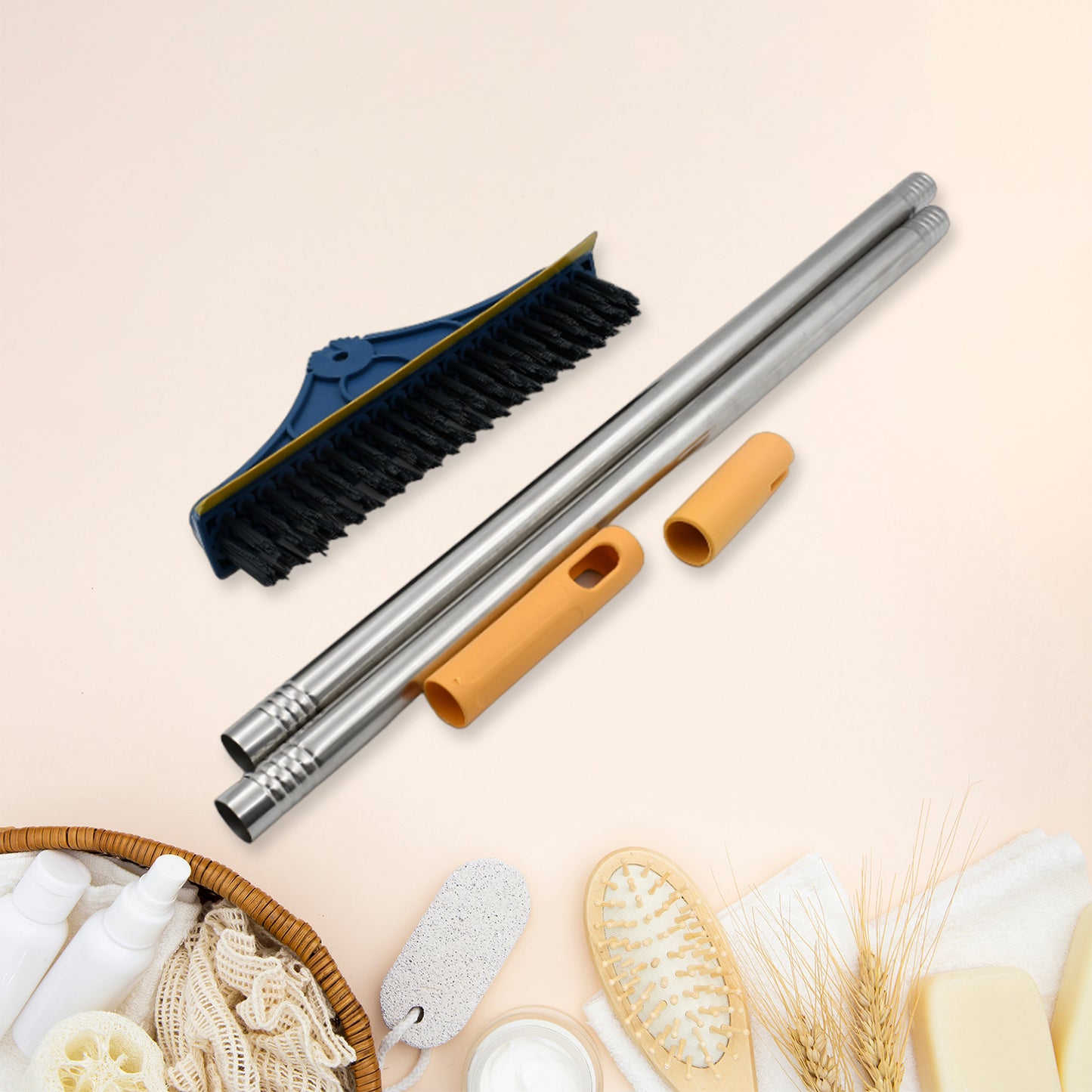 2-in-1 Rotating Floor Brush with Wiper