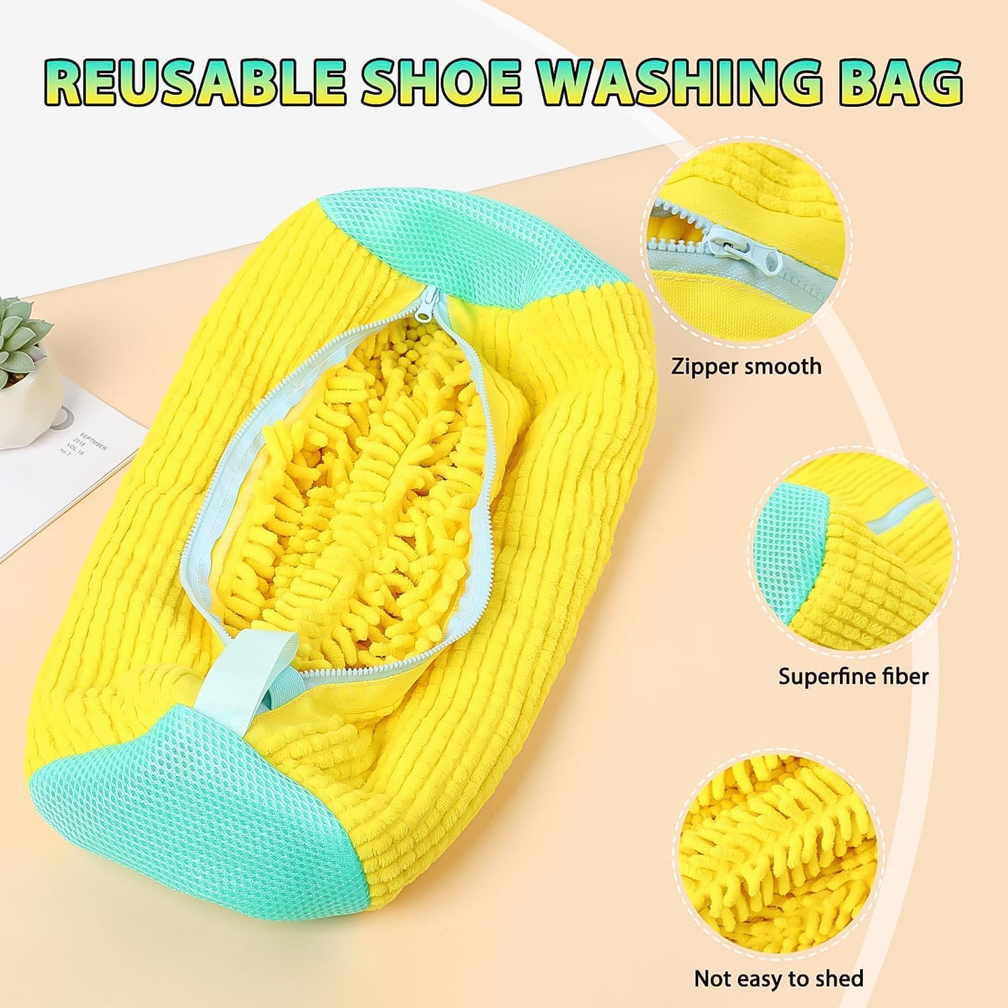Shoe Cleaning with Microfiber Chenille Lining  Zipper (1 Pc)