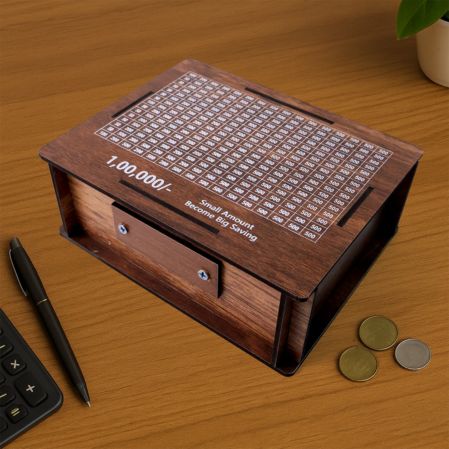 Wooden Money  Piggy Bank (1 Pc  With Marker Pen)