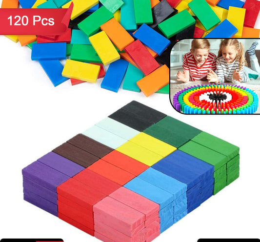 120pc Dominoes Blocks Set Multicolor Wooden