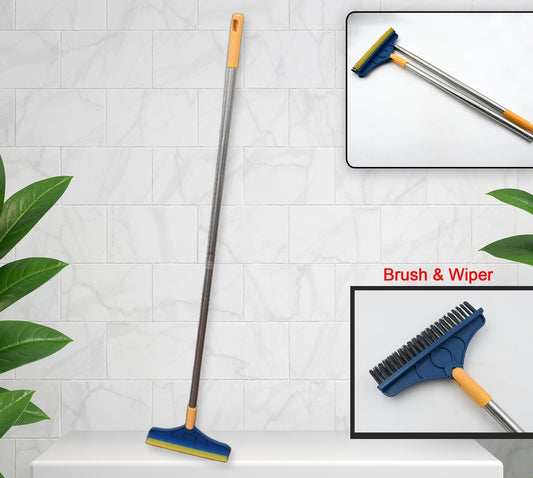 2-in-1 Rotating Floor Brush with Wiper