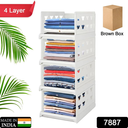 Foldable Drawer Shelf – 4-Layer Storage Cart (1 Pc)