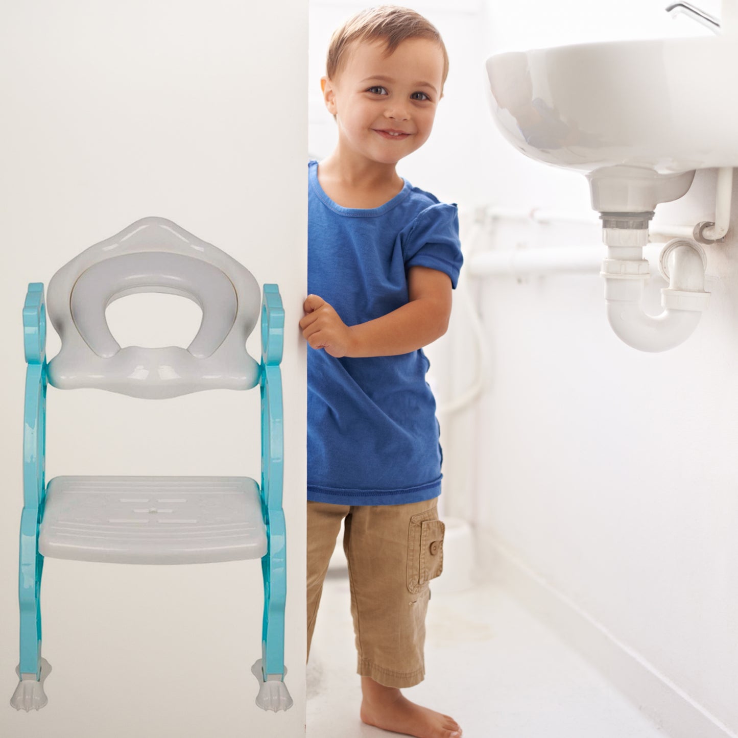 2 In 1 Potty Training Toilet Seat With Step Stool Ladder For Boy And Girl Baby (Multi-color)